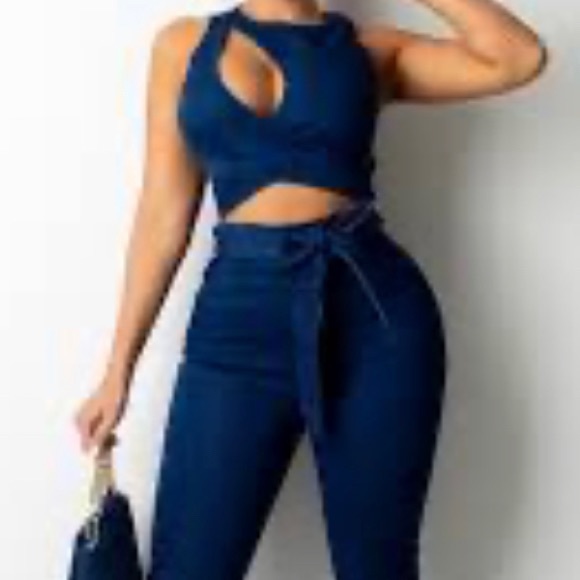 Denim open jumpsuit - Picture 1 of 1